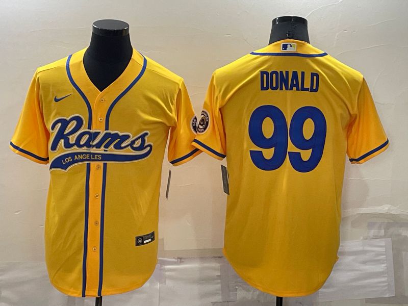 Men Los Angeles Rams 99 Donald Yellow Nike Co branded Jersey